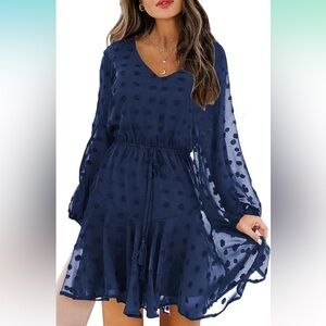 Long sleeve chiffon mini dress